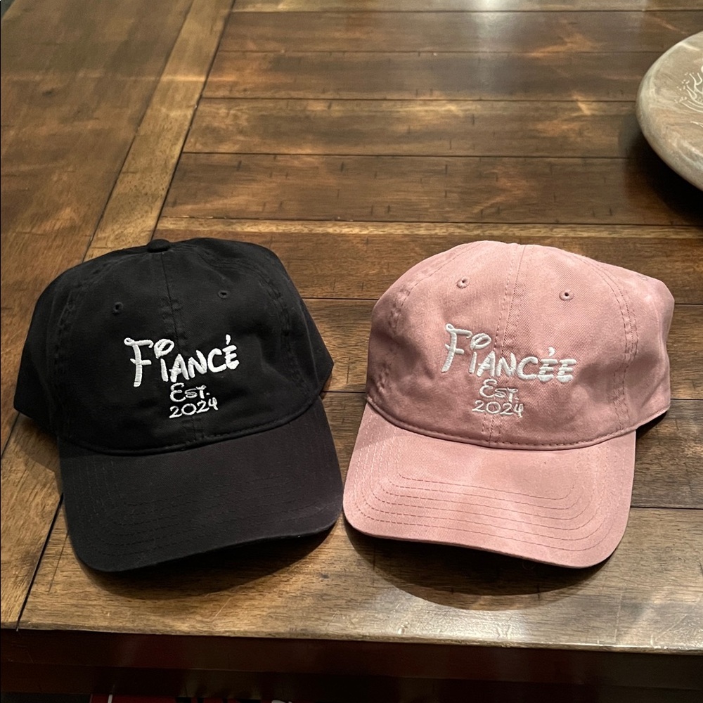 Fiancé Est. 2024 Kids Cap Set - Black and Pink